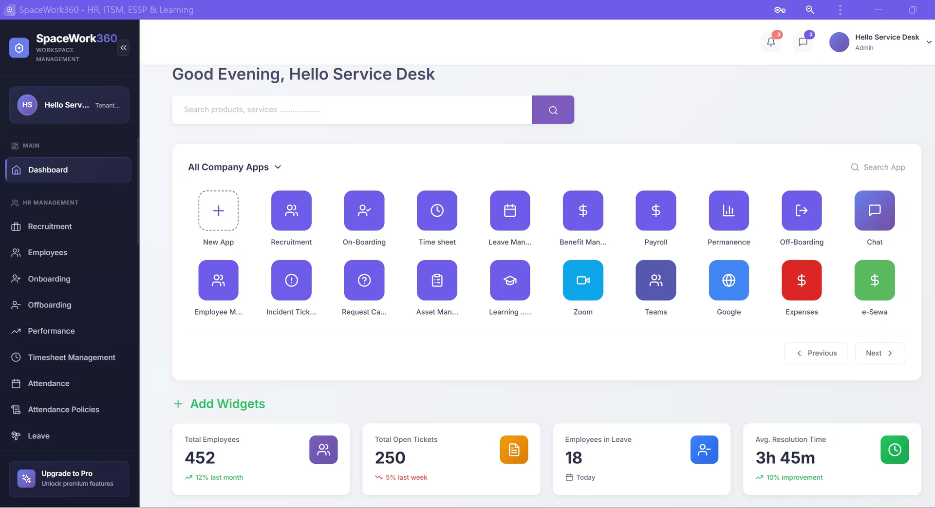 SpaceWork360 Dashboard